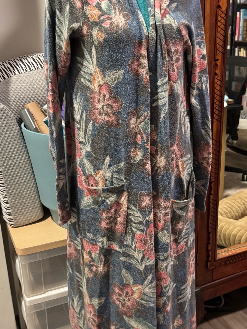 LuLaRoe Sarah Cardigan Blue, Pink, Cream, Green, and Orange Flowers
